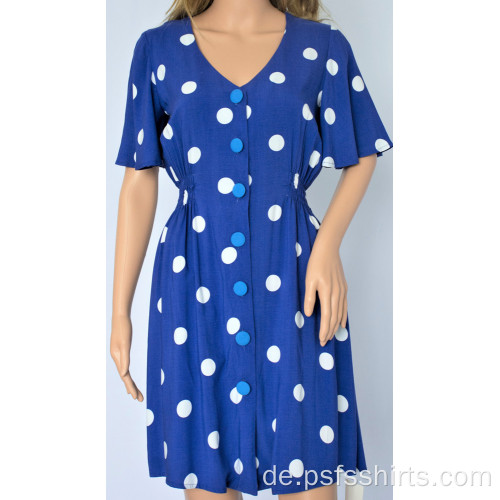 Frauen Blue Polka Dot Kleid
